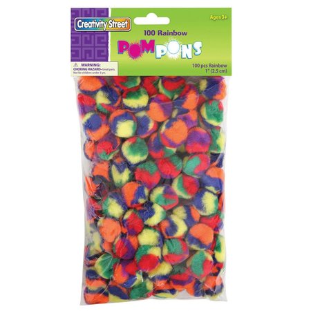 Creativity Street Rainbow Pom Pons, 1in, PK600 PAC8110-30